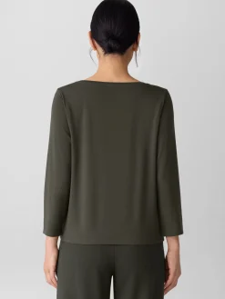 Stretch Jersey Knit Scoop Neck Top