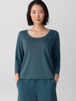 Stretch Jersey Knit Scoop Neck Top