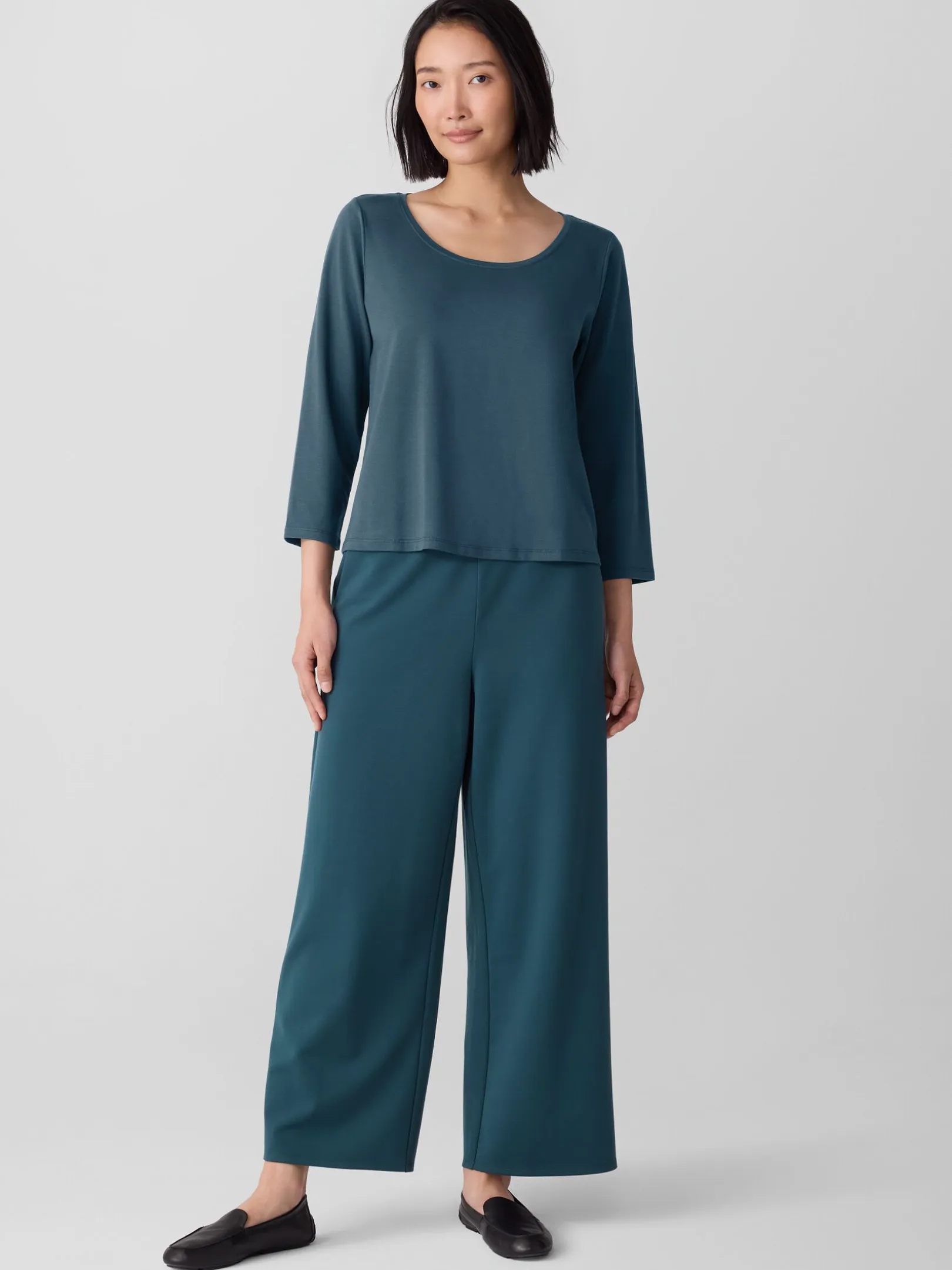 Stretch Jersey Knit Scoop Neck Top