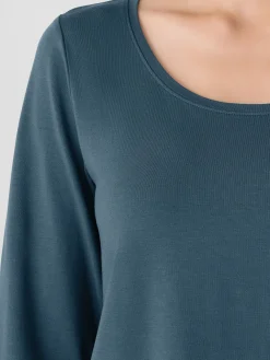 Stretch Jersey Knit Scoop Neck Top