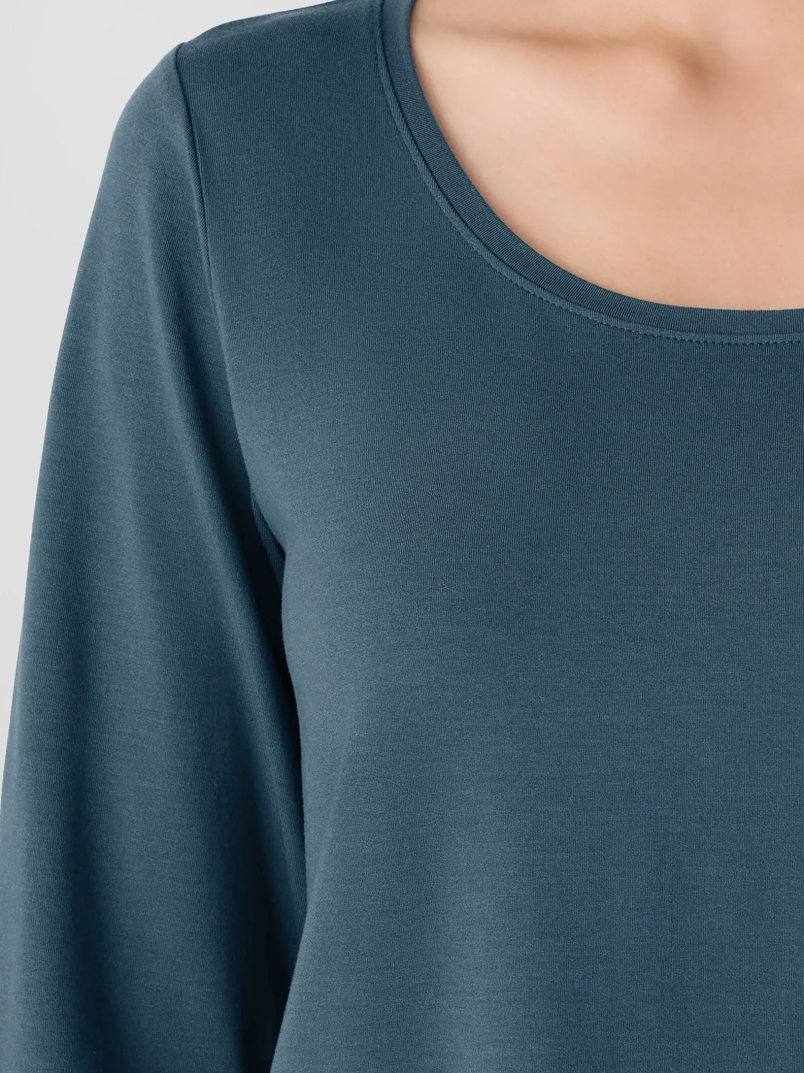 Stretch Jersey Knit Scoop Neck Top