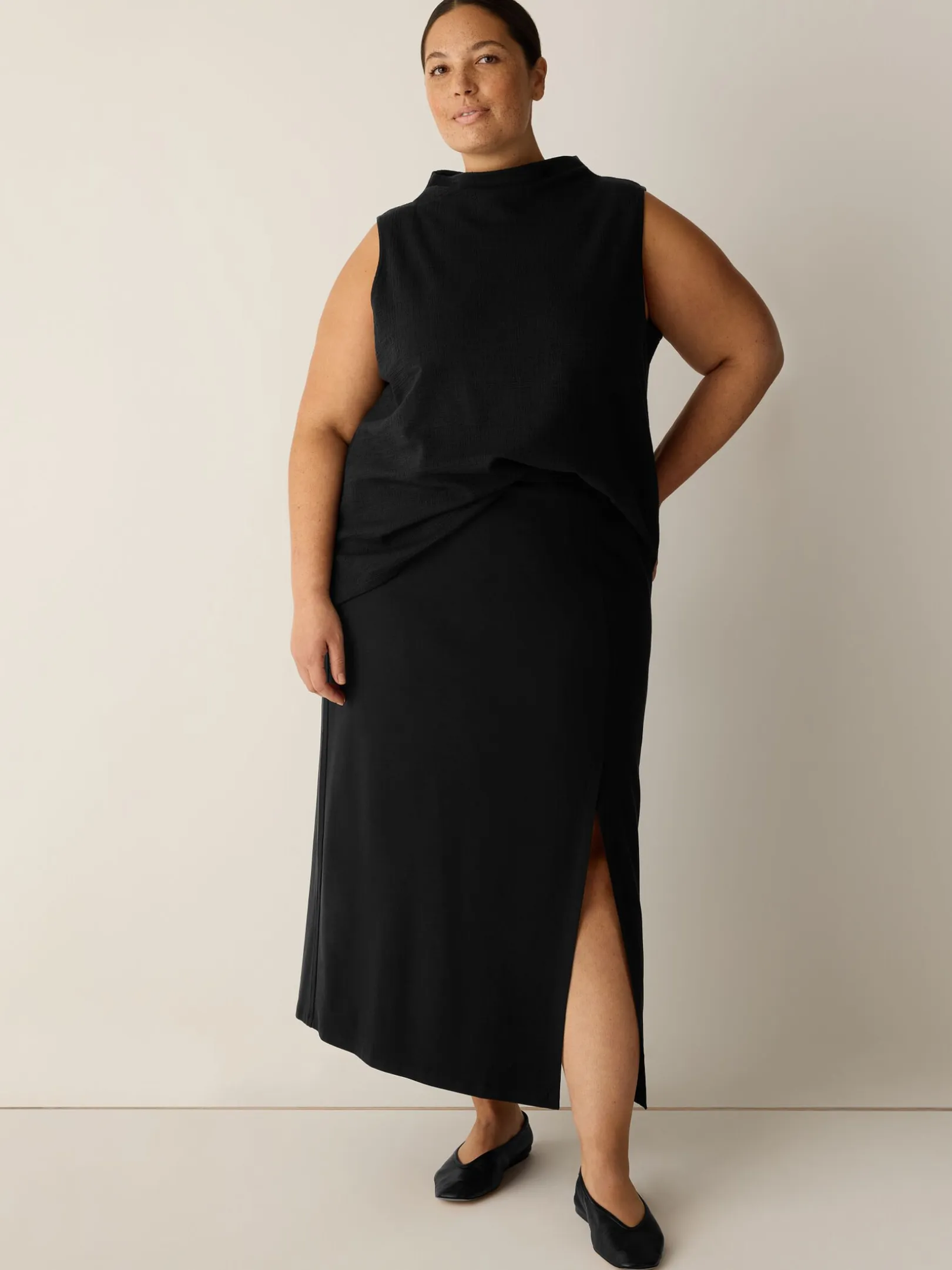 Stretch Jersey Knit Straight Skirt