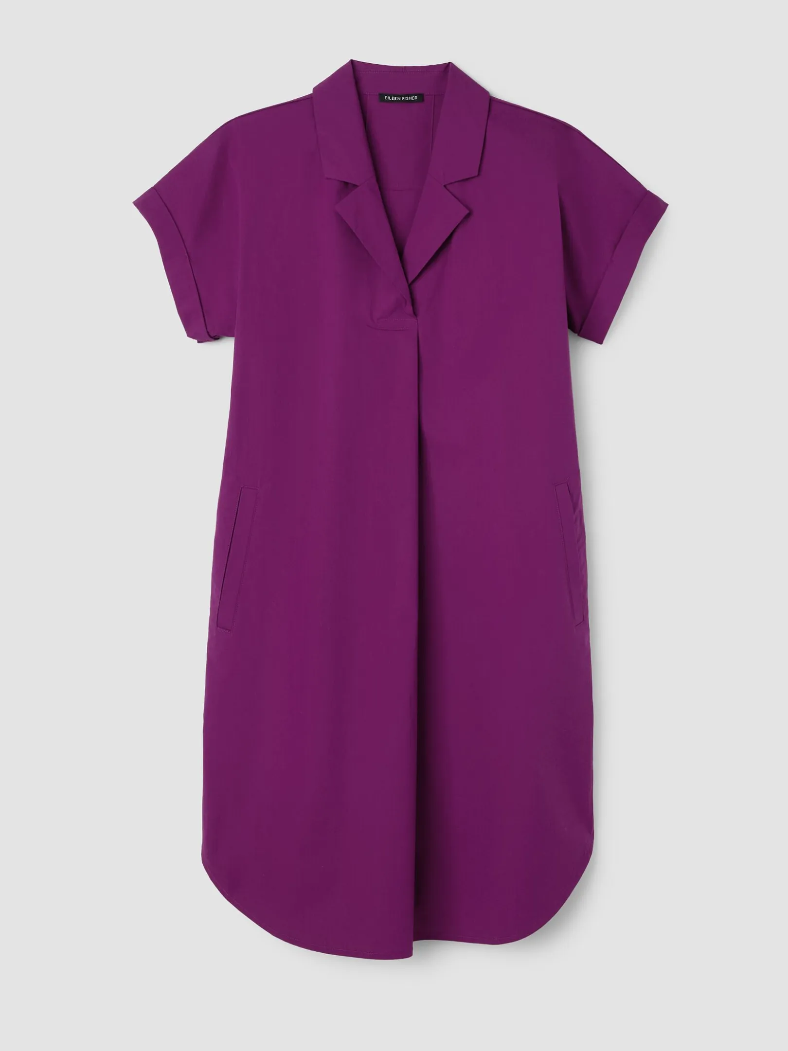 Stretch Organic Cotton Poplin Notch Collar Dress