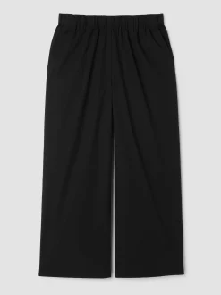 Stretch Organic Cotton Poplin Wide-Leg Pant