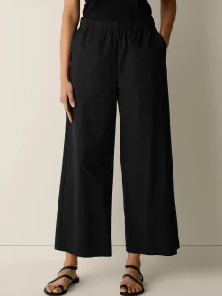 Stretch Organic Cotton Poplin Wide-Leg Pant