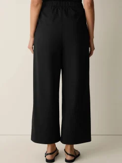 Stretch Organic Cotton Poplin Wide-Leg Pant