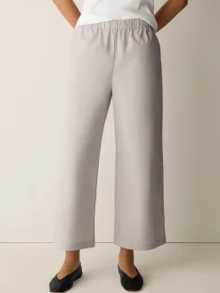 Stretch Organic Cotton Poplin Wide-Leg Pant