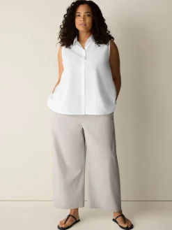 Stretch Organic Cotton Poplin Wide-Leg Pant