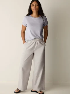 Stretch Organic Cotton Poplin Wide-Leg Pant