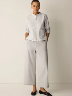 Stretch Organic Cotton Poplin Wide-Leg Pant