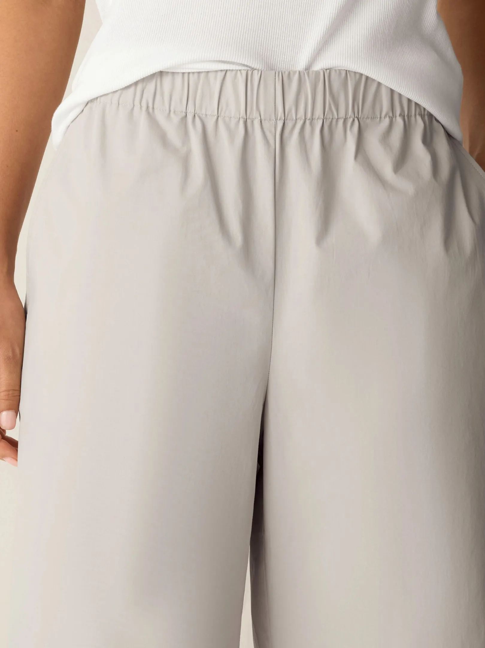 Stretch Organic Cotton Poplin Wide-Leg Pant
