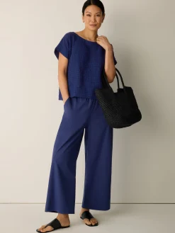 Stretch Organic Cotton Poplin Wide-Leg Pant