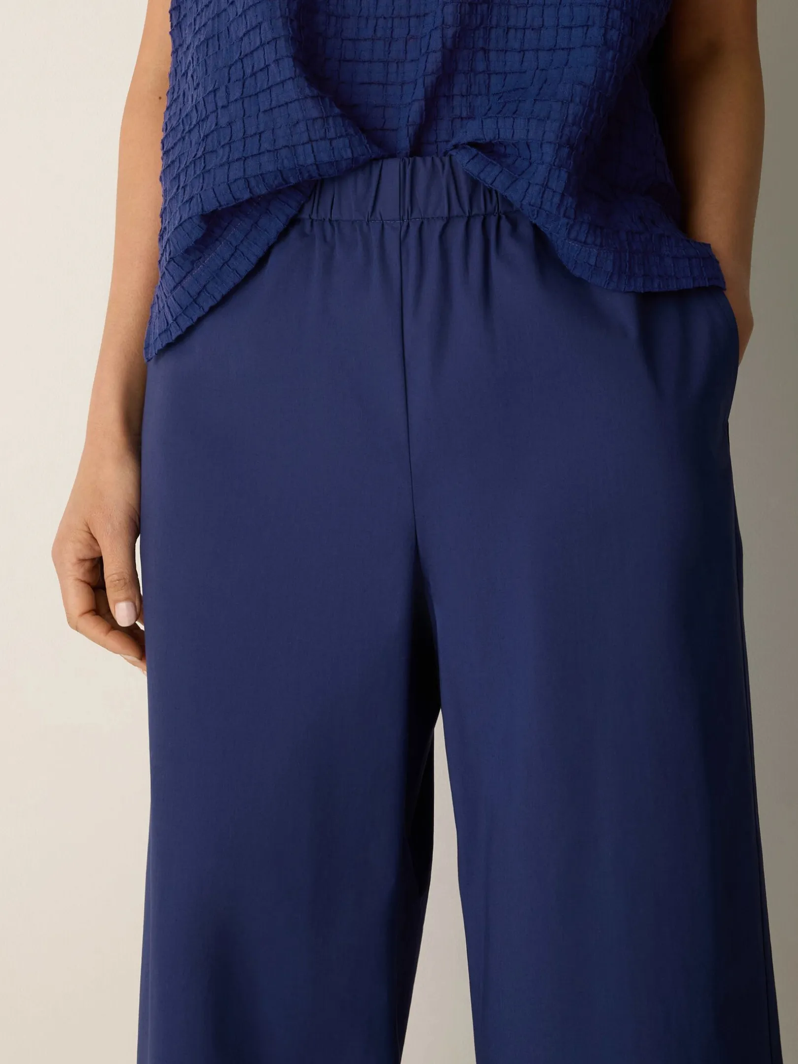 Stretch Organic Cotton Poplin Wide-Leg Pant