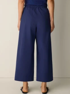 Stretch Organic Cotton Poplin Wide-Leg Pant