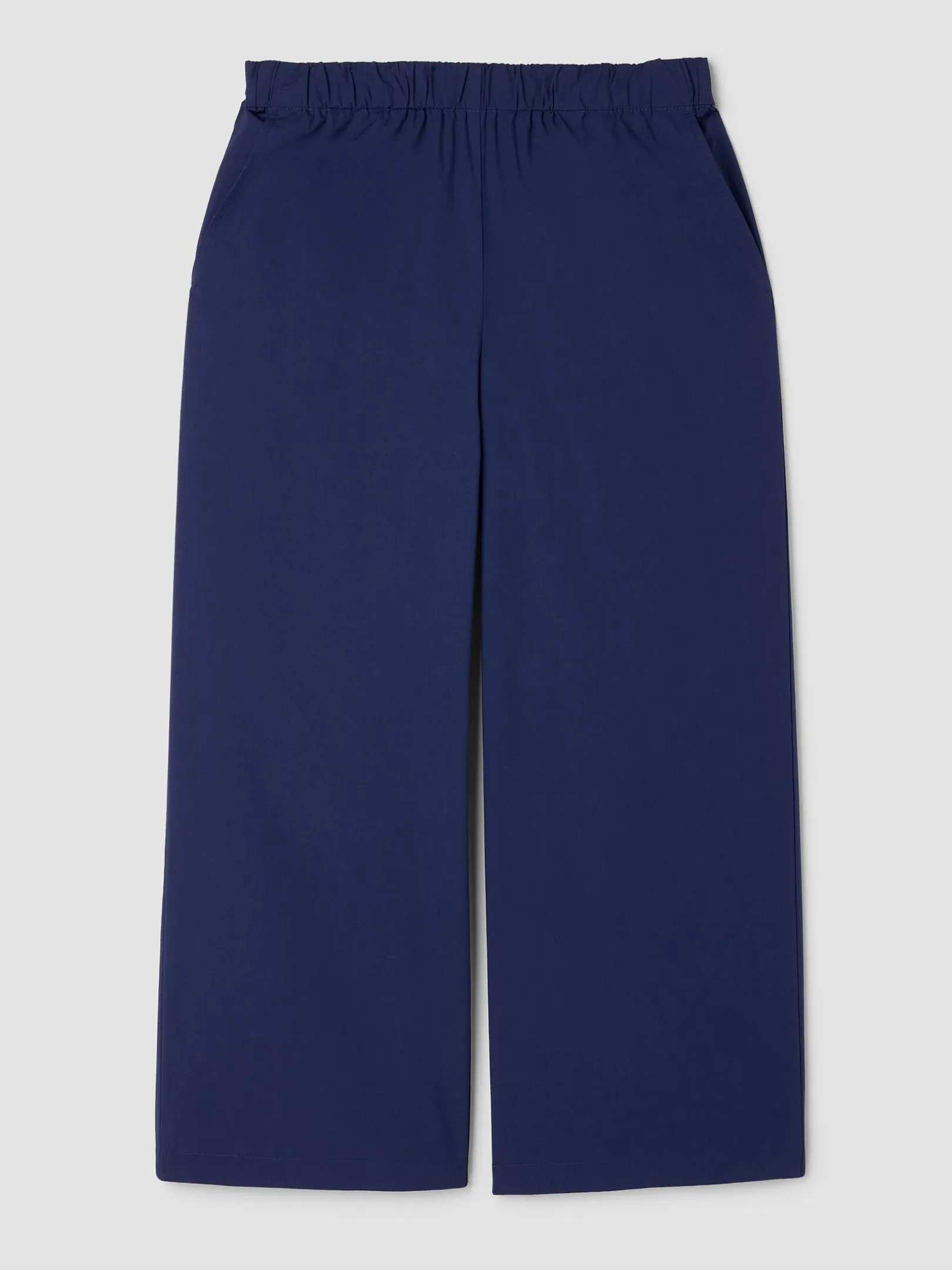Stretch Organic Cotton Poplin Wide-Leg Pant