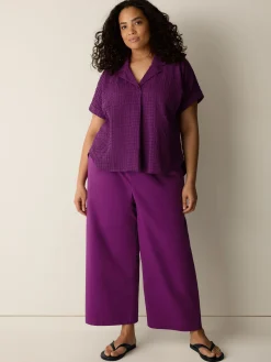 Stretch Organic Cotton Poplin Wide-Leg Pant