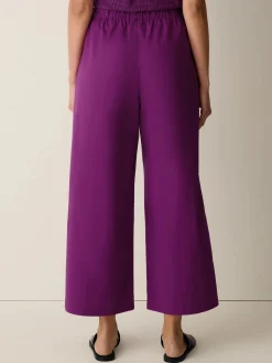 Stretch Organic Cotton Poplin Wide-Leg Pant
