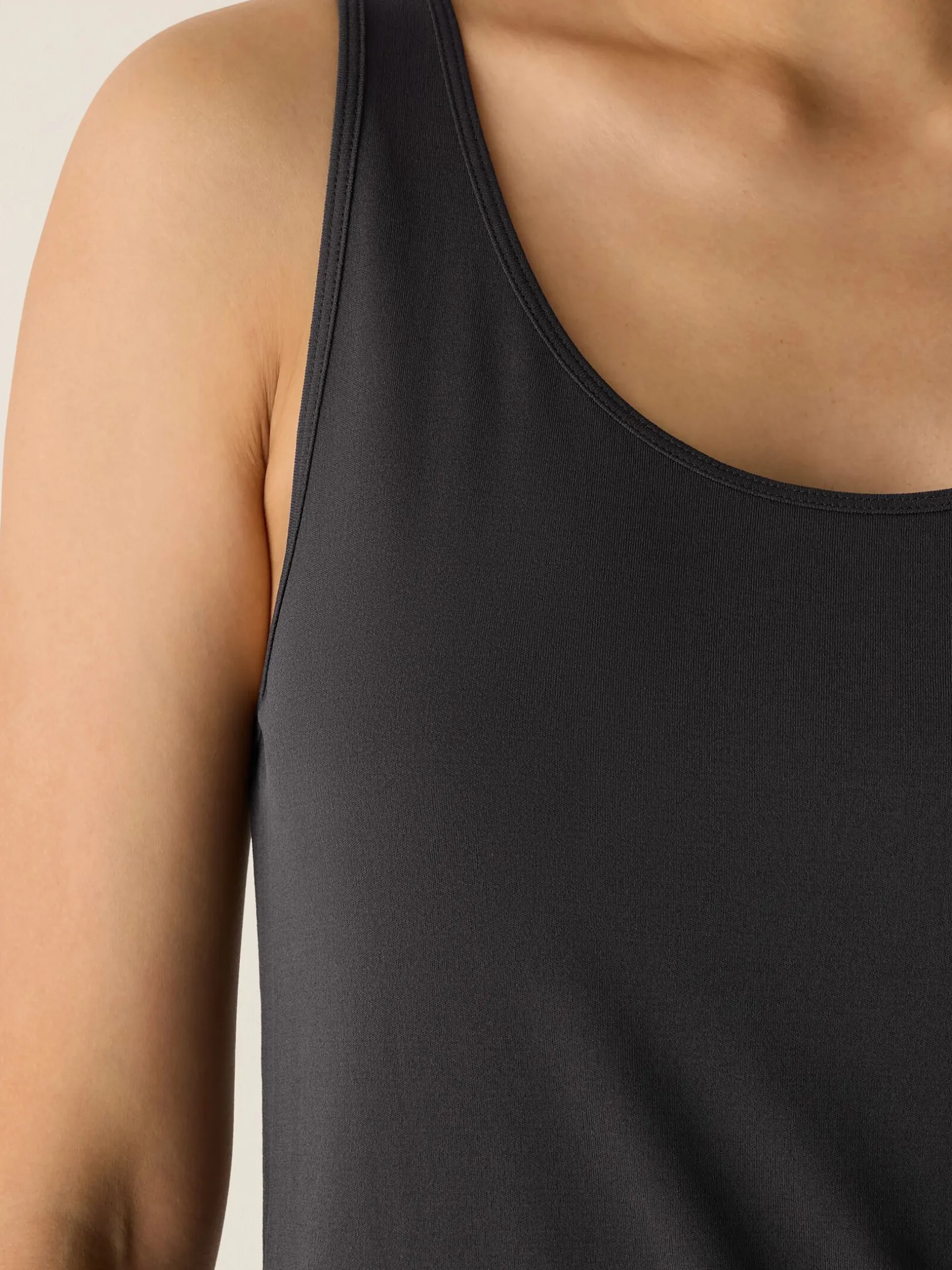 Stretch Silk Jersey Scoop Neck Tank