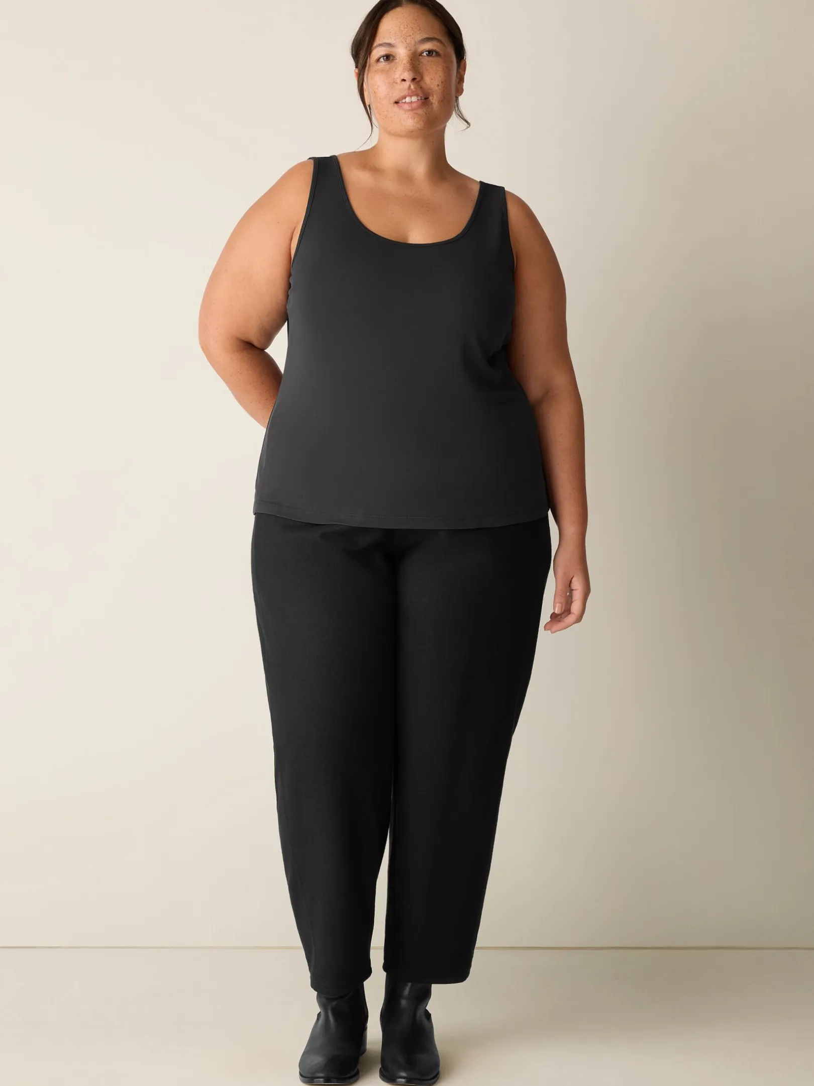 Stretch Silk Jersey Scoop Neck Tank
