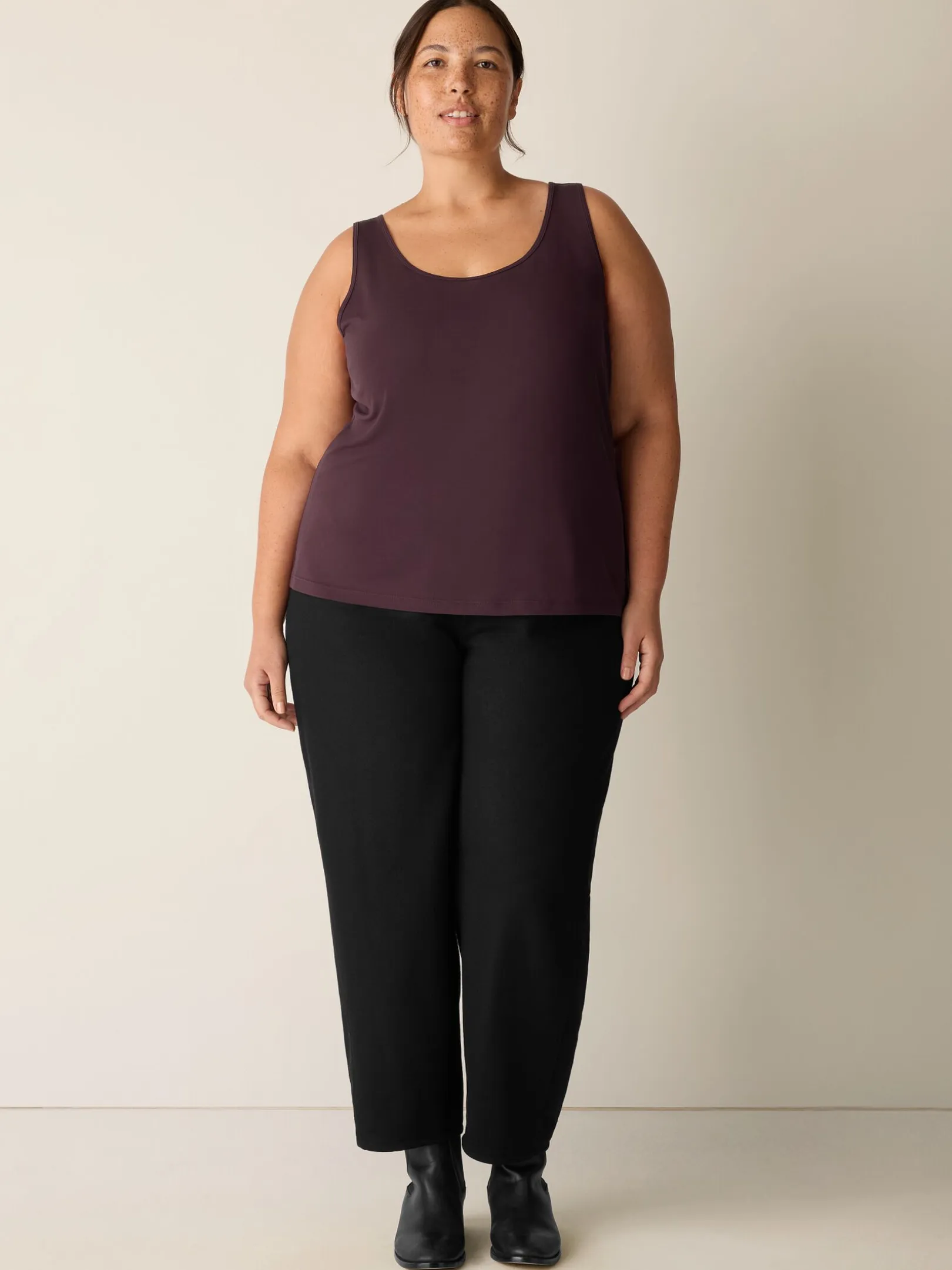 Stretch Silk Jersey Scoop Neck Tank