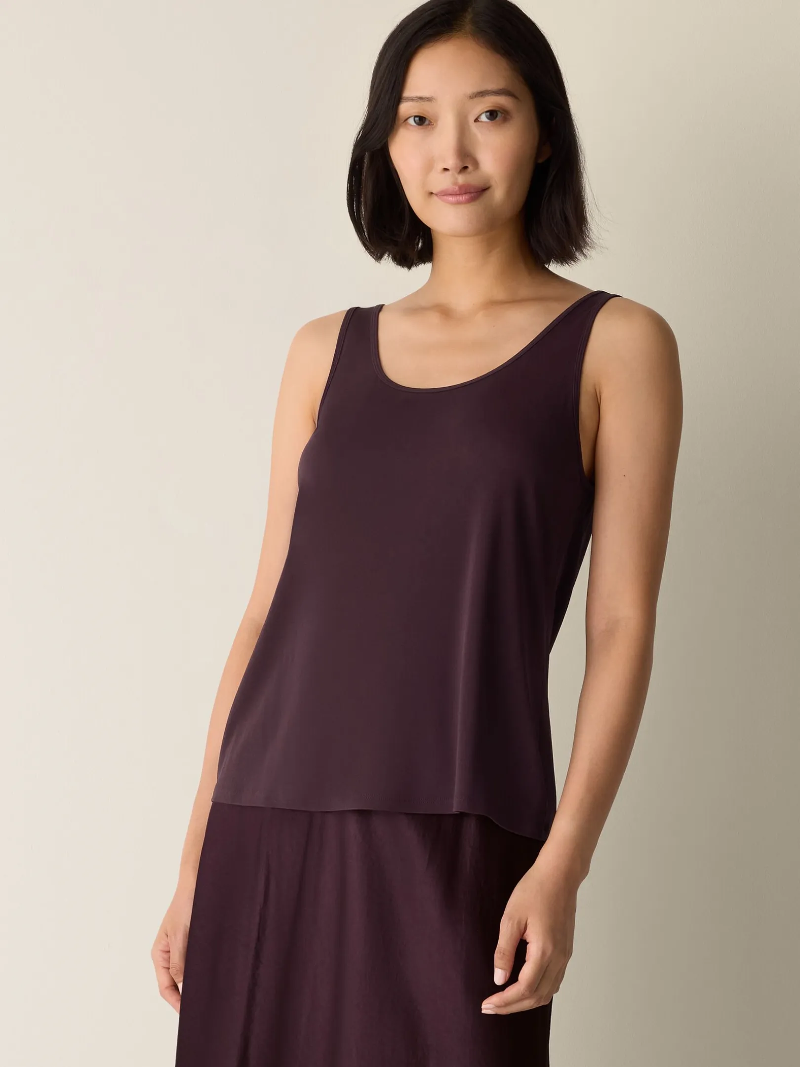 Stretch Silk Jersey Scoop Neck Tank