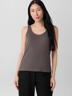 Stretch Silk Jersey Scoop Neck Tank