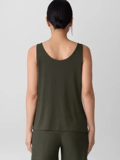 Stretch Silk Jersey Scoop Neck Tank