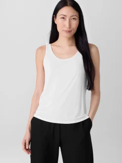 Stretch Silk Jersey Scoop Neck Tank
