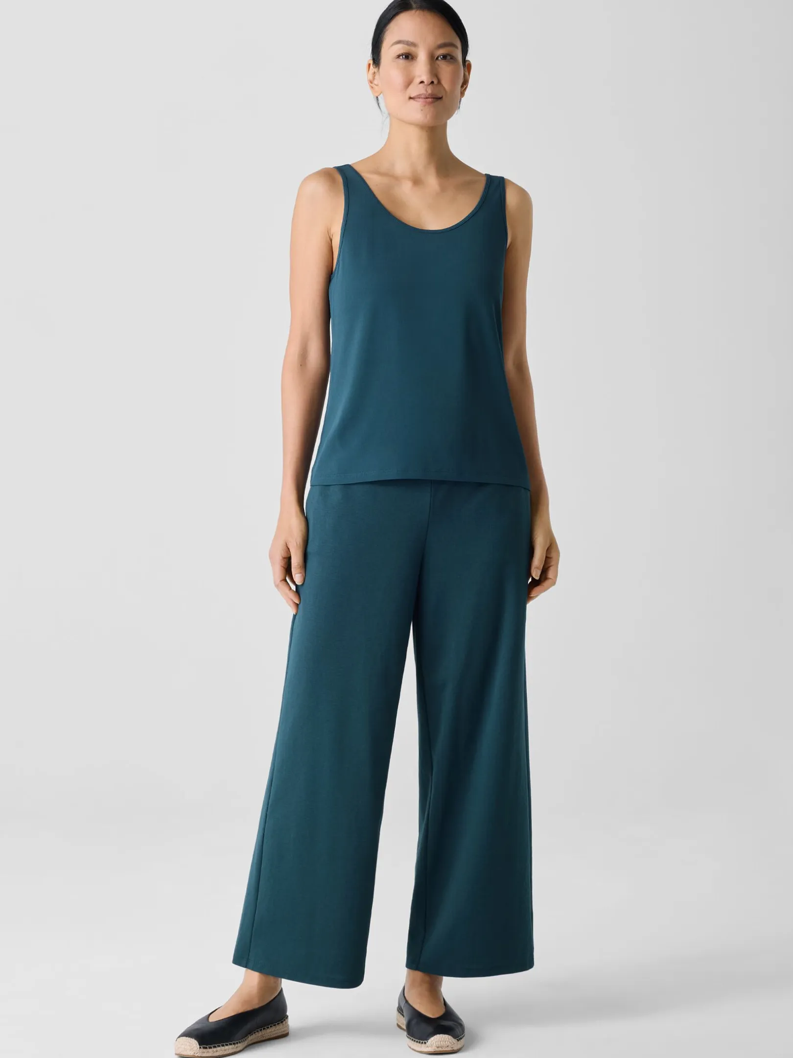 Stretch Silk Jersey Scoop Neck Tank