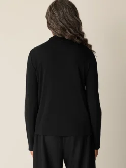 Stretch Silk Jersey Turtleneck Top