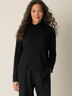 Stretch Silk Jersey Turtleneck Top