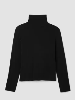 Stretch Silk Jersey Turtleneck Top