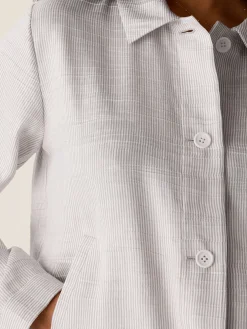 Striped Linen Sheen Classic Collar Jacket