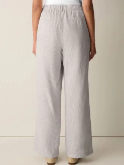 Striped Linen Sheen Full-Length Trouser