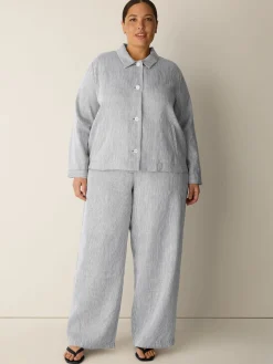 Striped Linen Sheen Full-Length Trouser