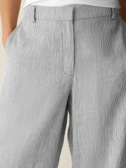 Striped Linen Sheen Full-Length Trouser