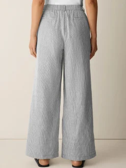 Striped Linen Sheen Full-Length Trouser
