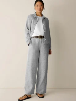 Striped Linen Sheen Full-Length Trouser