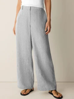 Striped Linen Sheen Full-Length Trouser