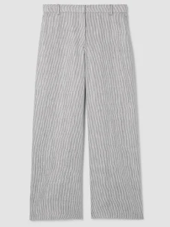 Striped Linen Sheen Full-Length Trouser