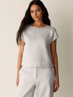 Striped Linen Sheen Square Top