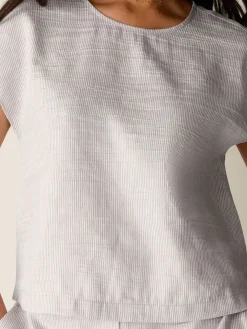 Striped Linen Sheen Square Top