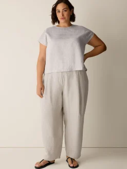 Striped Linen Sheen Square Top