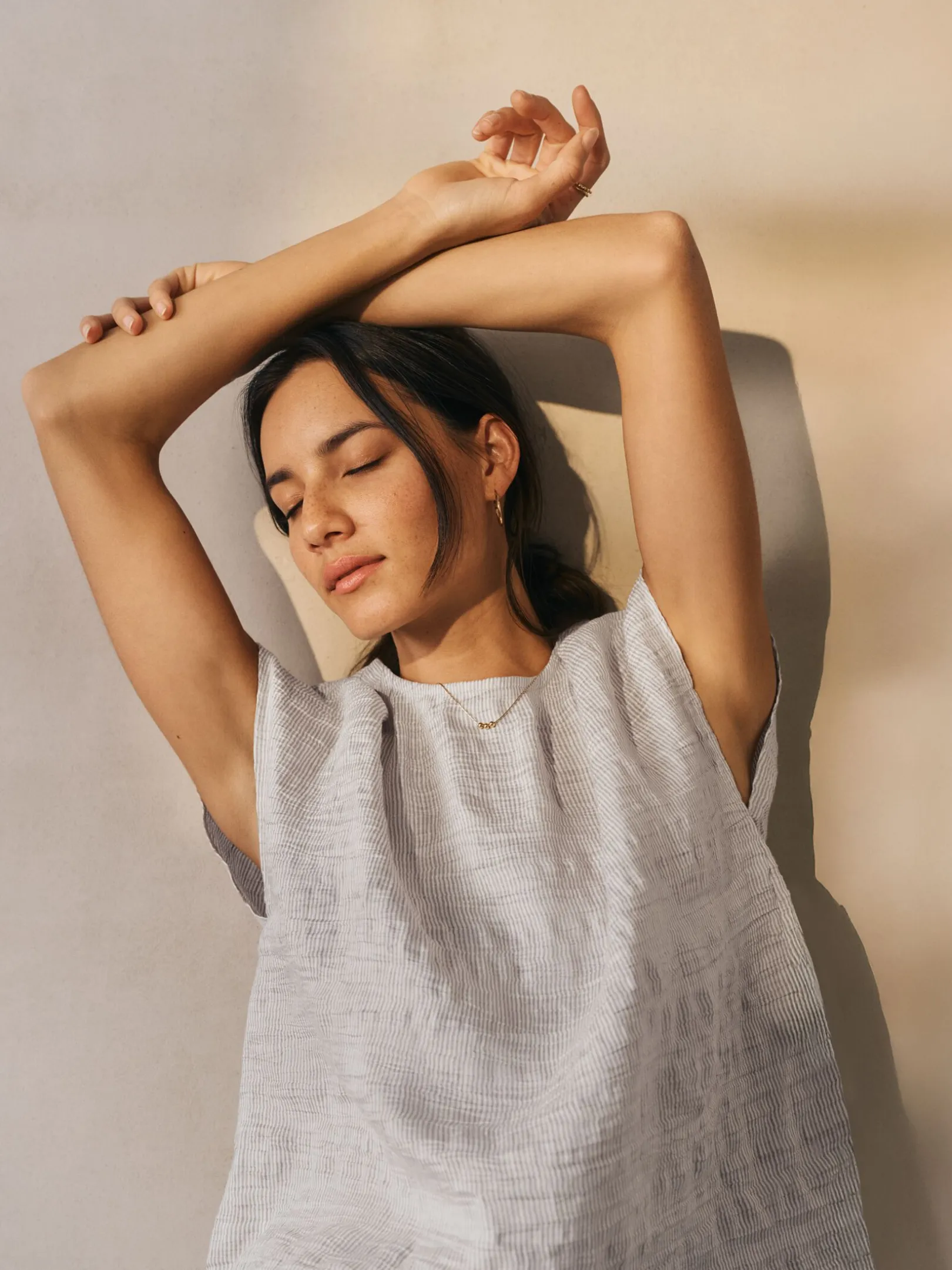 Striped Linen Sheen Square Top