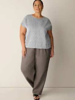 Striped Linen Sheen Square Top