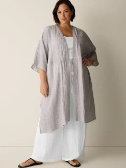 Striped Organic Cotton Gauze Caftan