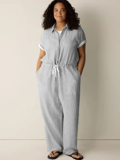 Striped Organic Cotton Gauze Jumpsuit