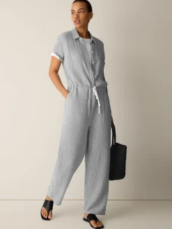 Striped Organic Cotton Gauze Jumpsuit