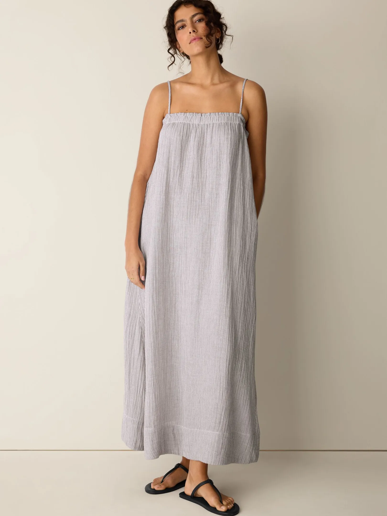 Striped Organic Cotton Gauze Cami Dress