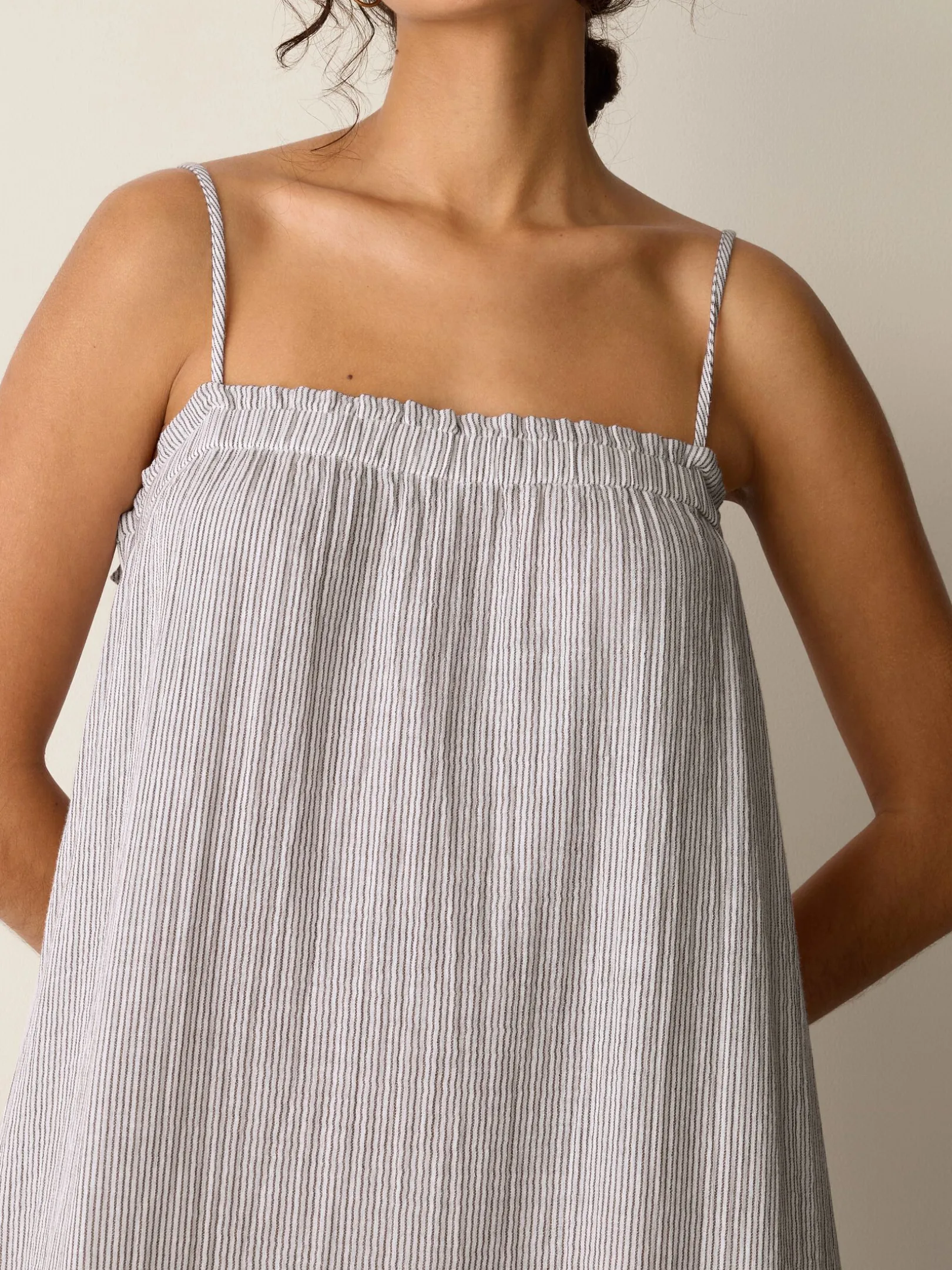 Striped Organic Cotton Gauze Cami Dress